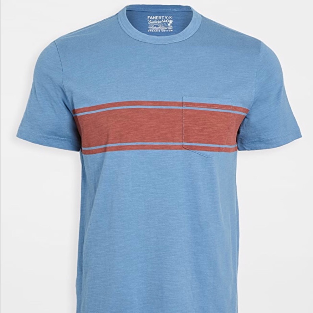 Faherty Short Sleeve Surf Stripe Pocket Tee